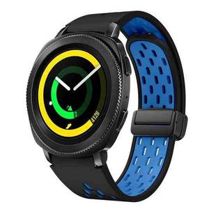 For Samsung Galaxy Gear Sport Two Color Magnetic Folding Black Buckle Silicone Watch Band(Black Sky Blue)