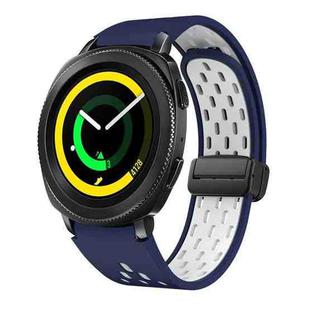 For Samsung Galaxy Gear Sport Two Color Magnetic Folding Black Buckle Silicone Watch Band(Midnight Blue White)