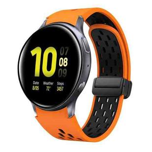 For Samsung Galaxy Watch Active 2 Two Color Magnetic Folding Black Buckle Silicone Watch Band(Orange Black)