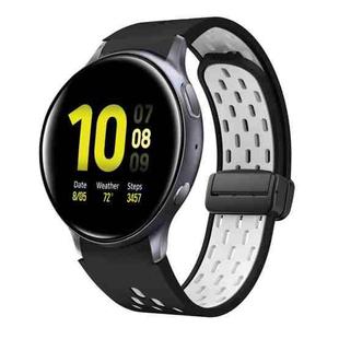 For Samsung Galaxy Watch Active 2 Two Color Magnetic Folding Black Buckle Silicone Watch Band(Black White)