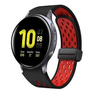 For Samsung Galaxy Watch Active 2 Two Color Magnetic Folding Black Buckle Silicone Watch Band(Black Red)