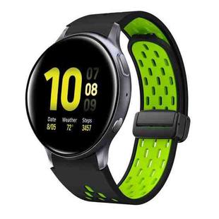 For Samsung Galaxy Watch Active 2 Two Color Magnetic Folding Black Buckle Silicone Watch Band(Black Silver Green)