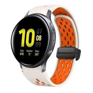 For Samsung Galaxy Watch Active 2 Two Color Magnetic Folding Black Buckle Silicone Watch Band(Starlight Orange)