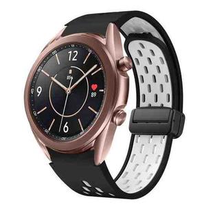 For Samsung Galaxy Watch 3 41mm Two Color Magnetic Folding Black Buckle Silicone Watch Band(Black White)