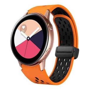 For Samsung Galaxy Watch Active Two Color Magnetic Folding Black Buckle Silicone Watch Band(Orange Black)