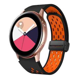 For Samsung Galaxy Watch Active Two Color Magnetic Folding Black Buckle Silicone Watch Band(Black Orange)