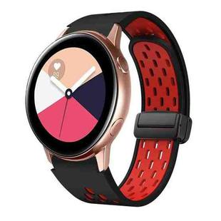 For Samsung Galaxy Watch Active Two Color Magnetic Folding Black Buckle Silicone Watch Band(Black Red)