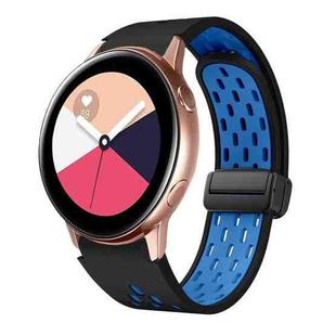 For Samsung Galaxy Watch Active Two Color Magnetic Folding Black Buckle Silicone Watch Band(Black Sky Blue)