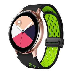 For Samsung Galaxy Watch Active Two Color Magnetic Folding Black Buckle Silicone Watch Band(Black Silver Green)