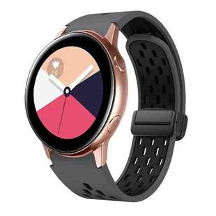 For Samsung Galaxy Watch Active Two Color Magnetic Folding Black Buckle Silicone Watch Band(Coal Black)