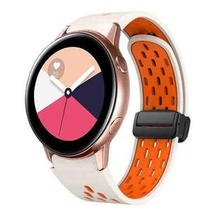 For Samsung Galaxy Watch Active Two Color Magnetic Folding Black Buckle Silicone Watch Band(Starlight Orange)