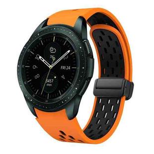 For Samsung Galaxy Watch 42mm Two Color Magnetic Folding Black Buckle Silicone Watch Band(Orange Black)