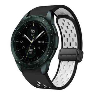 For Samsung Galaxy Watch 42mm Two Color Magnetic Folding Black Buckle Silicone Watch Band(Black White)