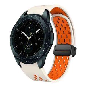 For Samsung Galaxy Watch 42mm Two Color Magnetic Folding Black Buckle Silicone Watch Band(Starlight Orange)