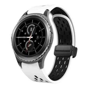 For Samsung Gear S2 Classic Two Color Magnetic Folding Black Buckle Silicone Watch Band(White Black)