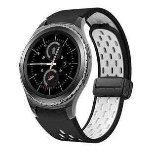 For Samsung Gear S2 Classic Two Color Magnetic Folding Black Buckle Silicone Watch Band(Black White)