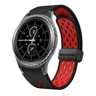 For Samsung Gear S2 Classic Two Color Magnetic Folding Black Buckle Silicone Watch Band(Black Red)