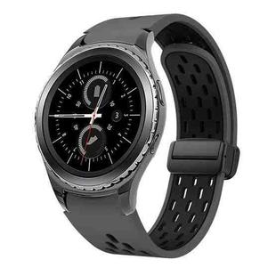 For Samsung Gear S2 Classic Two Color Magnetic Folding Black Buckle Silicone Watch Band(Coal Black)