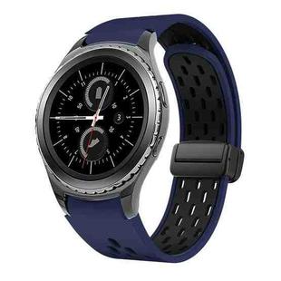 For Samsung Gear S2 Classic Two Color Magnetic Folding Black Buckle Silicone Watch Band(Midnight Blue Black)