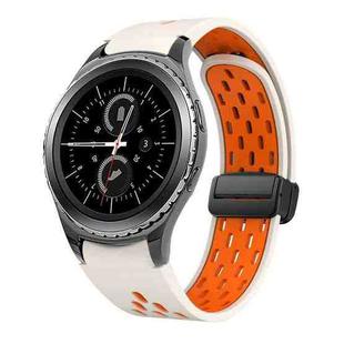 For Samsung Gear S2 Classic Two Color Magnetic Folding Black Buckle Silicone Watch Band(Starlight Orange)