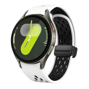 For Samsung Galaxy Watch 7 40 / 44mm Two Color Magnetic Folding Black Buckle Silicone Watch Band(White Black)