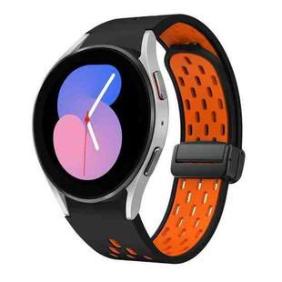 For Samsung Galaxy Watch 5 40 / 44mm Two Color Magnetic Folding Black Buckle Silicone Watch Band(Black Orange)