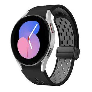 For Samsung Galaxy Watch 5 40 / 44mm Two Color Magnetic Folding Black Buckle Silicone Watch Band(Black Gray)