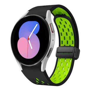 For Samsung Galaxy Watch 5 40 / 44mm Two Color Magnetic Folding Black Buckle Silicone Watch Band(Black Silver Green)