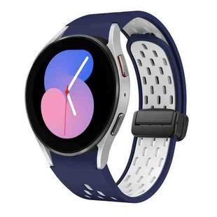 For Samsung Galaxy Watch 5 40 / 44mm Two Color Magnetic Folding Black Buckle Silicone Watch Band(Midnight Blue White)