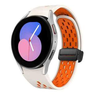 For Samsung Galaxy Watch 5 40 / 44mm Two Color Magnetic Folding Black Buckle Silicone Watch Band(Starlight Orange)