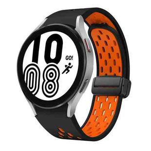 For Samsung Galaxy Watch 4 40 / 44mm Two Color Magnetic Folding Black Buckle Silicone Watch Band(Black Orange)