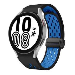 For Samsung Galaxy Watch 4 40 / 44mm Two Color Magnetic Folding Black Buckle Silicone Watch Band(Black Sky Blue)