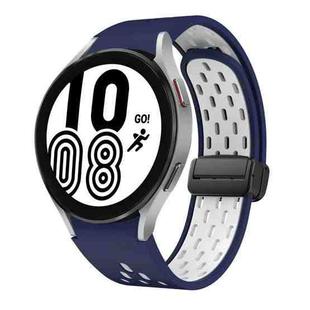 For Samsung Galaxy Watch 4 40 / 44mm Two Color Magnetic Folding Black Buckle Silicone Watch Band(Midnight Blue White)