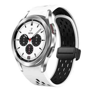 For Samsung Galaxy Watch 4 Classic 42 / 46mm Two Color Magnetic Folding Black Buckle Silicone Watch Band(White Black)