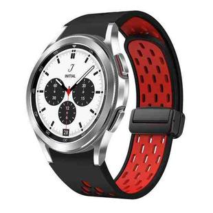 For Samsung Galaxy Watch 4 Classic 42 / 46mm Two Color Magnetic Folding Black Buckle Silicone Watch Band(Black Red)