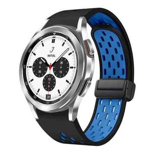 For Samsung Galaxy Watch 4 Classic 42 / 46mm Two Color Magnetic Folding Black Buckle Silicone Watch Band(Black Sky Blue)