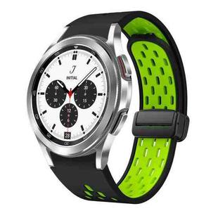 For Samsung Galaxy Watch 4 Classic 42 / 46mm Two Color Magnetic Folding Black Buckle Silicone Watch Band(Black Silver Green)