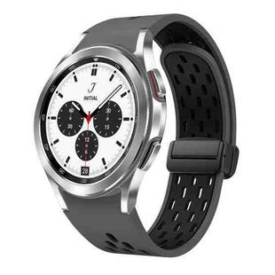 For Samsung Galaxy Watch 4 Classic 42 / 46mm Two Color Magnetic Folding Black Buckle Silicone Watch Band(Coal Black)