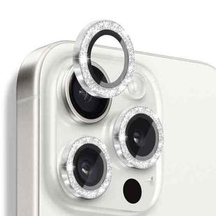 For iPhone 16 Pro / 16 Pro Max NORTHJO Glitter Camera Lens Protector Tempered Glass Metal Ring Film(Silver)