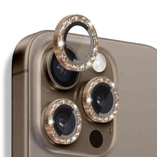 For iPhone 16 Pro / 16 Pro Max NORTHJO Glitter Camera Lens Protector Tempered Glass Metal Ring Film(Brown)