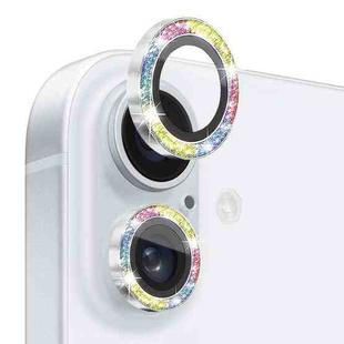 For iPhone 16 / 16 Plus NORTHJO Glitter Camera Lens Protector Tempered Glass Metal Ring Film(Colorful)