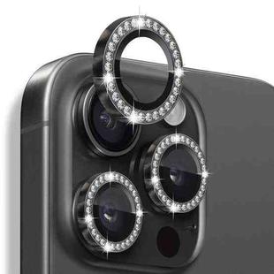 For iPhone 16 Pro / 16 Pro Max NORTHJO Rhinestone Camera Lens Protector Tempered Glass Metal Ring Film(Graphite)