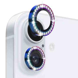 For iPhone 16 / 16 Plus NORTHJO Rhinestone Camera Lens Protector Tempered Glass Metal Ring Film(Colorful)