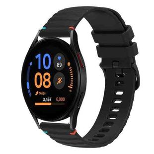 For Samsung Galaxy Watch FE 40mm Wavy Dotted Stitched 20mm Silicone Watch Band(Black)