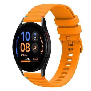 For Samsung Galaxy Watch FE 40mm Wavy Dotted Stitched 20mm Silicone Watch Band(Amber Yellow)