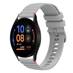 For Samsung Galaxy Watch FE 40mm Wavy Dotted Stitched 20mm Silicone Watch Band(Gray)