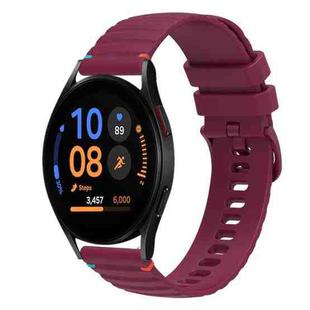 For Samsung Galaxy Watch FE 40mm Wavy Dotted Stitched 20mm Silicone Watch Band(Wine Red)