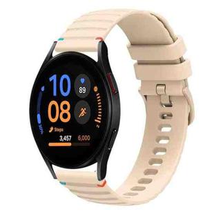 For Samsung Galaxy Watch FE 40mm Wavy Dotted Stitched 20mm Silicone Watch Band(Cream Coloured)