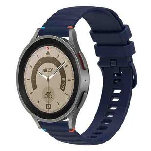 For Samsung Galaxy Watch 5 Pro 45mm Wavy Dotted Stitched 20mm Silicone Watch Band(Navy Blue)