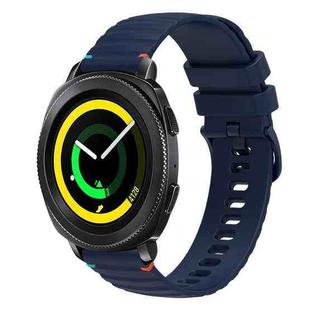 For Samsung Galaxy Gear Sport Wavy Dotted Stitched 20mm Silicone Watch Band(Navy Blue)